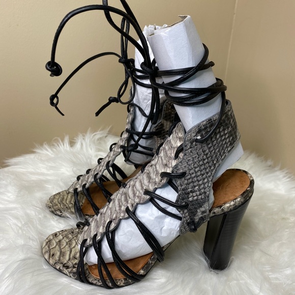 ALDO Croc Lace up Gladiator Heel Sandal - Picture 4 of 9